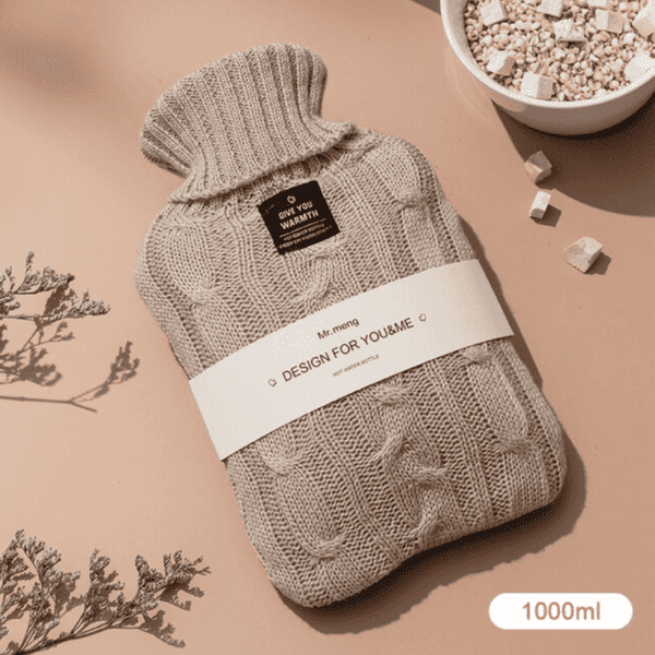 Bouillotte à eau laine beige