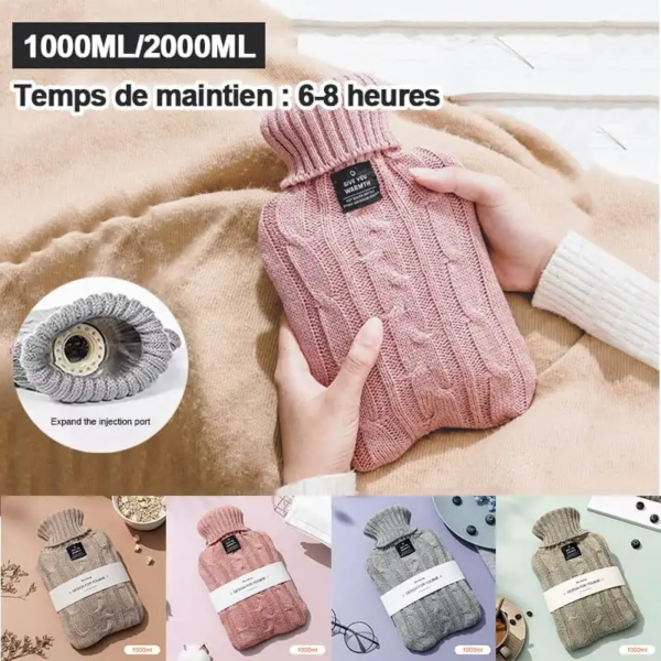 Bouillotte à eau laine beige